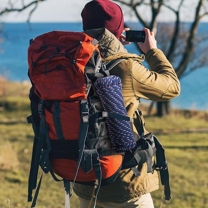 100 ft 3/8 Inch Diamond Braided Polypropylene Rope, Poly Clothesline, Boat Rope, All-Purpose Utility Cord Tie Down Ropes for Craft Marine Boat Camping Indoor Outdoor, Blue, 2 Pack
