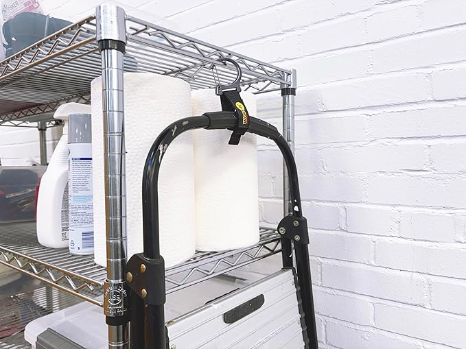 Wrap-It Storage Quick Clips - 10" (3-Pack) Black - Cord Straps with Metal Clips for Hanging to Organize Garage Accessories and Hose Storage