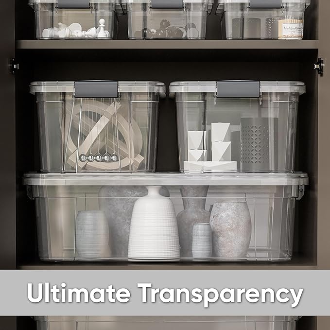Superio Clear Storage Bins with Lids, 10 Quart BPA Free Plastic Containers, Transparent Boxes for Organizing, Stackable Crates, Organizer Totes for Home, Office, School, and Dorm