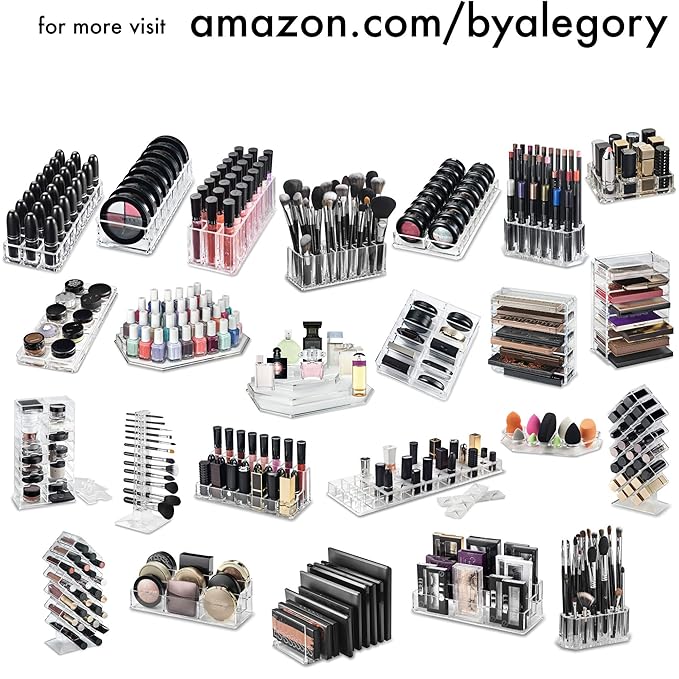 byAlegory (2 Pack) Acrylic Makeup Beauty Blending Sponge Organizer Drying Tray Stand | 9 Space Storage Container Fits All Brands of Foundation Blending Sponges (2 Pack)