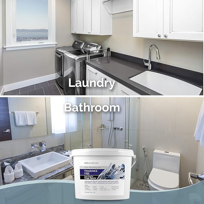 SMELLS BEGONE 1-Gallon Gel Odor Eliminator – High-Capacity, Long-Lasting Odor Absorber for Large Spaces, Basements, Garages, Workshops & Commercial Areas – Removes Tough Odors Quickly (Fragrance Free)