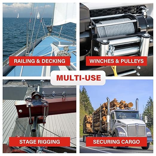3/16 Stainless Steel Cable, 500ft Wire Rope, 7x19 Strands Aircraft Cable for Deck Cable Railing System, 3700lbs Breaking Strength Marine Grade for Rail, Deck, Clothesline, Yard Zipline