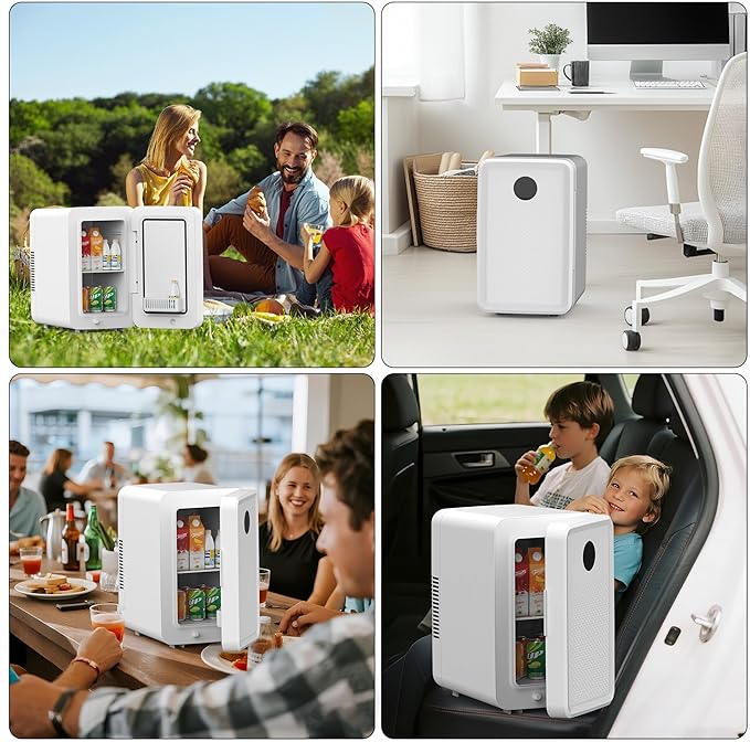 13L/22L Mini Fridge for Bedroom, Personal Small Refrigerator for Skin Care, Cosmetics, 110V/12V Portable Refrigerator Cooler & Warmer for Drinks, Food, Beauty, Makeup, Dorm, Car, Office