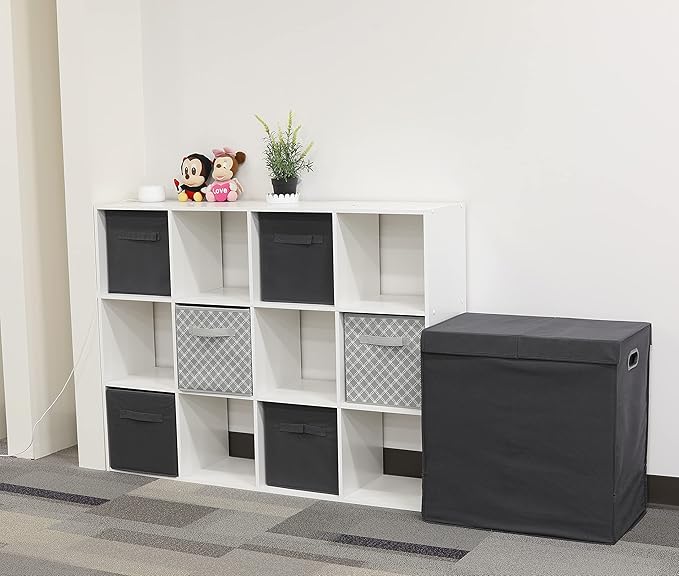 Simple Houseware 11-Inch Foldable Cube Storage Organizer Bin, Geometric Grey, 6 Pack