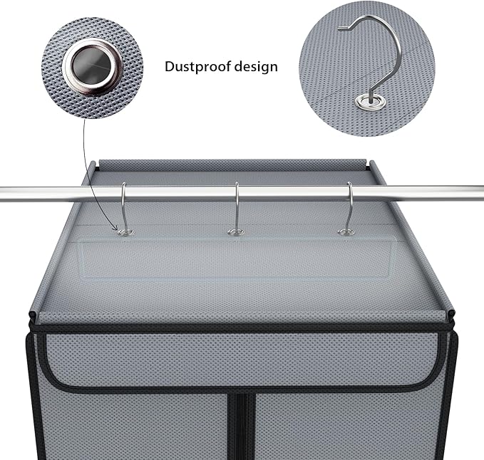 Zilink Garment Bags for Hanging Clothes 54" Hanging Storage Bags for Clothes with Clear Window Space Saving Garment Covers for Suits, Coats, Dresses, Grey