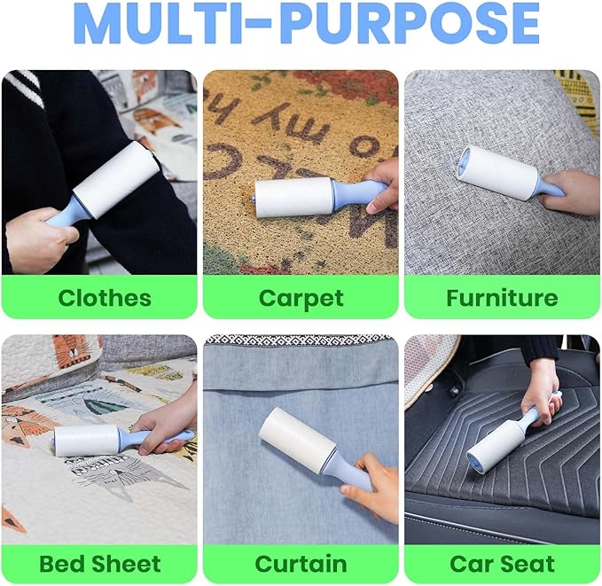 ADHES Lint Roller for Pet Hair – 5 Rolls + 2 Handles, 4 Inch x 90 Sheets, Extra Sticky Disposable Lint Rollers for Clothes, Furniture & Car Hair Removal – Portable Pet Hair Remover