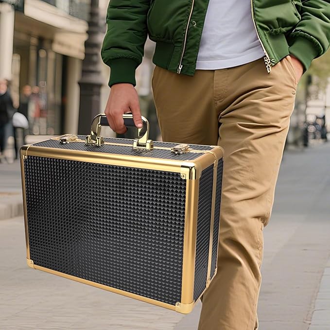 Makuep Train Case,Extra Large See-Through 6 Trays Makeup Box Travel Case Professional Cosmetic Storage for Makeup Artist, Nail Tech, Hairstylists Salon Barber Case