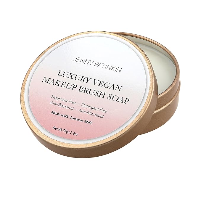 Jenny Patinkin Makeup Brush Cleaner Soap, Luxury Vegan Makeup Brush Soap, For All Brush Types – Synthetic & Natural Solid Cleansing, Professional Brush Cleaning Solution, Cruelty-Free