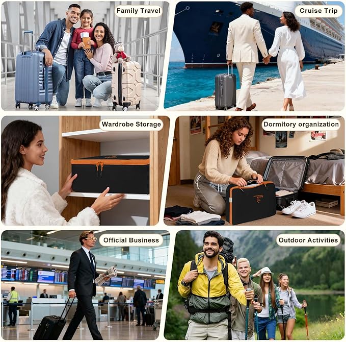Packing Cubes for Travel, Various Sizes Luggage Organizer Bags with Double Zipper, Durable Space Saver Bags Travel Essentials (5 Set, Black)