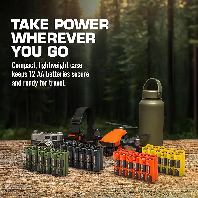 Storacell by Powerpax AA Battery Storage Caddy, Yellow, Holds 12 Batteries (Not Included)