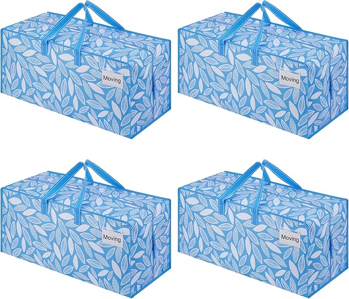 VENO 4 Pack Heavy Duty Moving Bags with Backpack Straps, Zippers & Handles, Extra Large Packing Bags for College Dorm Essentials, Moving Supplies Alternative to Cardboard Moving Boxes