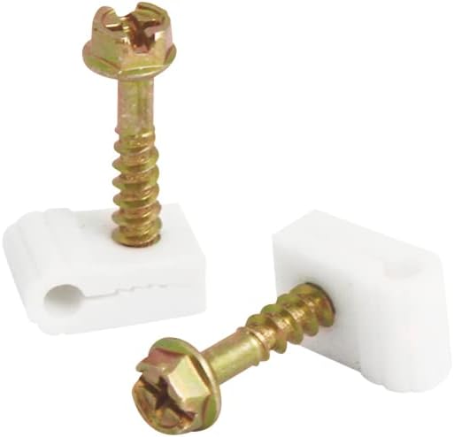 STEREN Coaxial Cable Clips - Cable Holder - Wire Clips - Siding Clips for Hanging - Cord Holder for Desk - Cable Clamps (White, 100 Count - Mini Screw)