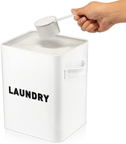 Claimed Corner Metal Storage Canisters and Containers for Home and Kitchen Organization, Function, and Decor (White Laundry Box)
