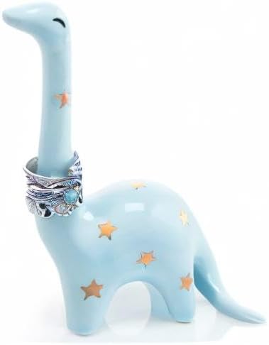PUDDING CABIN Blue Dinosaur Ring Holder Engagement Wedding Ring Stand, Dinosaur Gifts, Cute Preppy Room Decor, Birthday Gifts for Women Her Girls Friends, Bridal Shower Bridesmaid Christmas Gifts