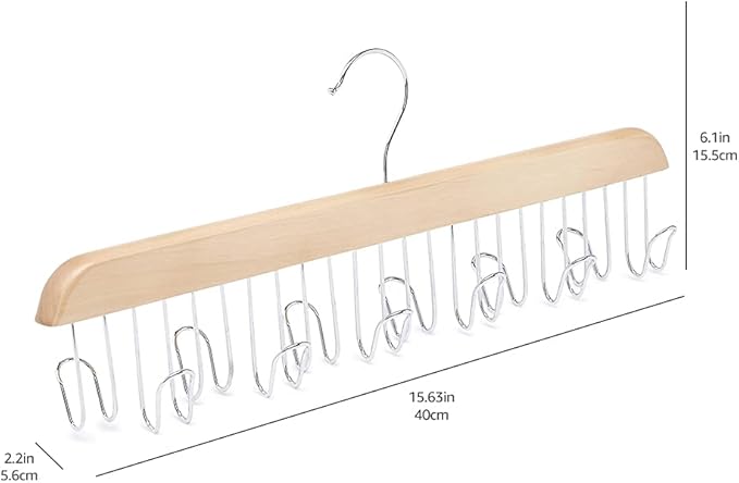 Amazon Basics Wooden Belt Hanger - Natural, 2-Pack