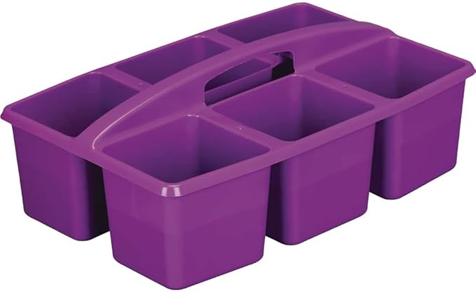 Really Good Stuff Six-Equal-Compartment Caddies - 6 Pack - Classroom Table Caddies - Assorted Colors Portable Plastic Storage Classroom Caddy for Easy Storage of Small Items