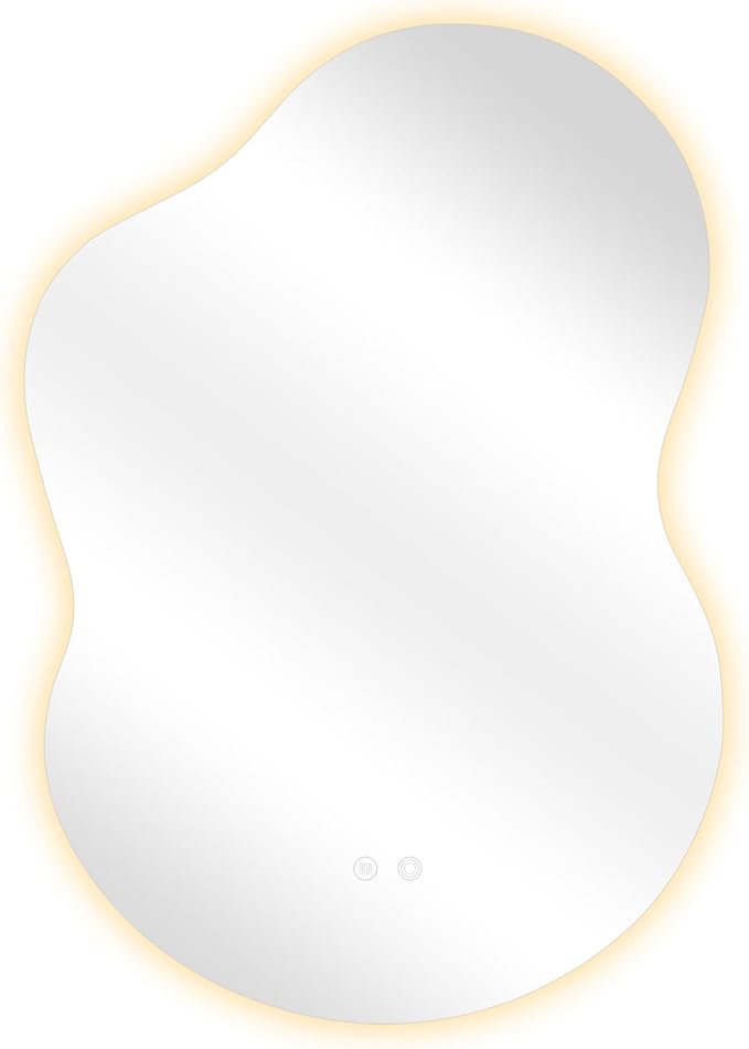 Asymmetrical Lighted Mirror for Bathroom,Modern LED Vanity Mirror with Backlit,Fog-Free,Tri-Color Dimmable Lighting with Memory Function,Hardwire Ready [Horizontal/Vertical] 40" H x 30" W
