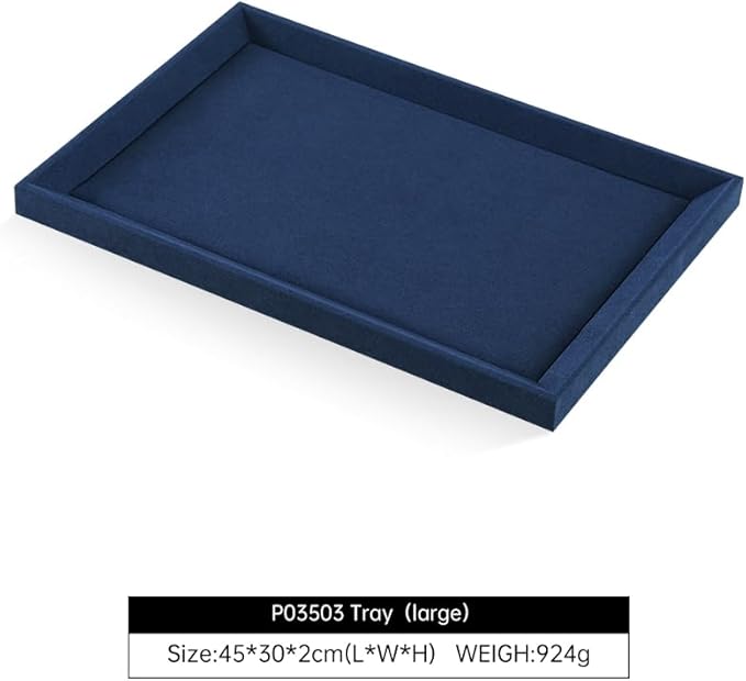 Velvet Jewelry Tray, Microfiber Tray,Premium Blue Jewelry Flat Trays,Large Jewelry Tray For Watch,Necklace,Ring,Pendants