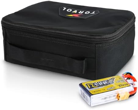 Torvol – LIPO SAFE BAG, Compact LiPo Battery Bag Fireproof, Stores up to 15 LiPo Batteries, Compatible Quad PITSTOP Backpacks, Battery Storage Organizer, 11 × 26 × 20 cm, Black