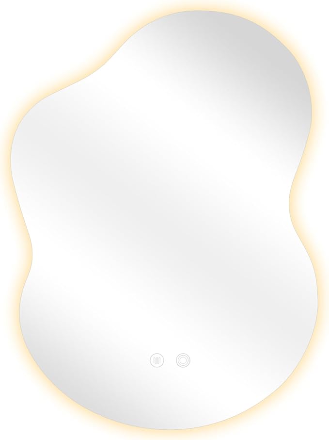 Asymmetrical Lighted Mirror for Bathroom,Modern LED Vanity Mirror with Backlit,Fog-Free,Tri-Color Dimmable Lighting with Memory Function,Hardwire Ready [Horizontal/Vertical] 30" H x 22" W