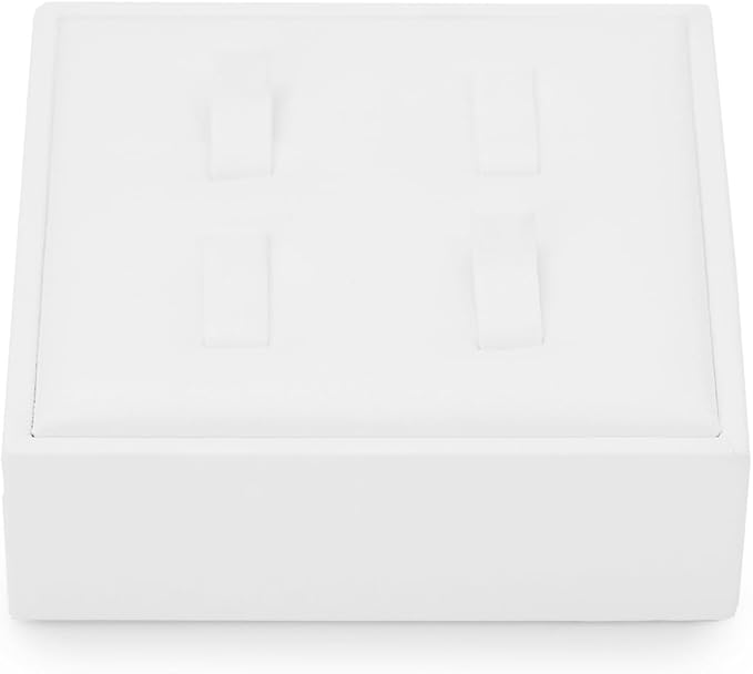 4 Slot Ring Stand PU Leather Rings Display Holder Rings Organizer White Jewelry Display Showcase