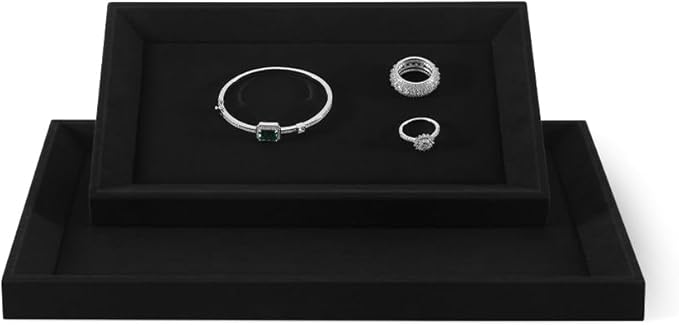Jewelry Display, Microfiber Tray,Premium Velvet Black Jewelry Tray,Mens Jewelry Tray For Watch,Necklace,Ring