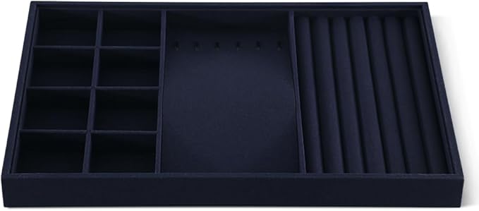 Linen Stackable Multifunctional jewelry Display Tray, Ring Earring Bracelet Necklace Storage Tray, Jewellery Shop Counter Showcase Table Top Organizers, Makeup Table Drawer Insert Jewelry Tray
