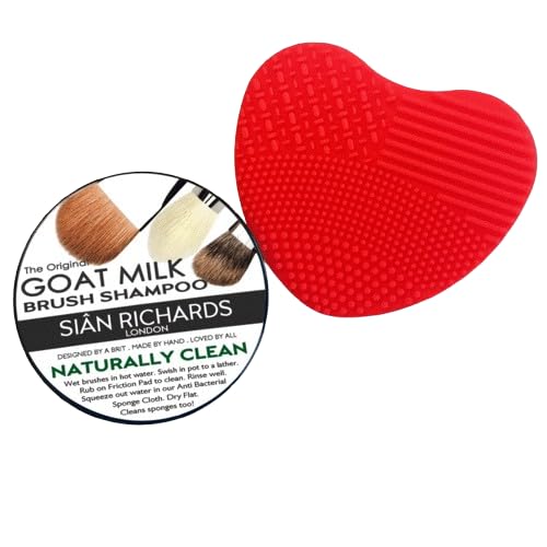 Sian Richards Goat Milk Naturally Clean Brush Shampoo Kit | Solid Brush Shampoo with Friction Pad & Drying Cloth for Makeup Brushes and Sponges
