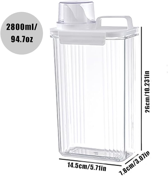 [2 Pack] Laundry Detergent Dispenser for Laundry Room Organization and Storage, 2800ml Laundry Soap Dispenser，Liquid Laundry Detergent Dispenser with 4 Removable Labels, BPA Free & Pet Plastic, Clear