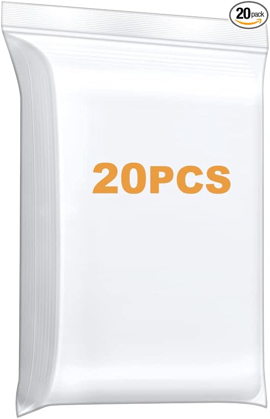 7 x 9 inches Thick 5 Mil Clear Zip Plastic Bags Lock Reclosable Poly Bag Seal Storage Bags With Zipper for Cards Envelopes Snacks Heavy-Duty 20Pack