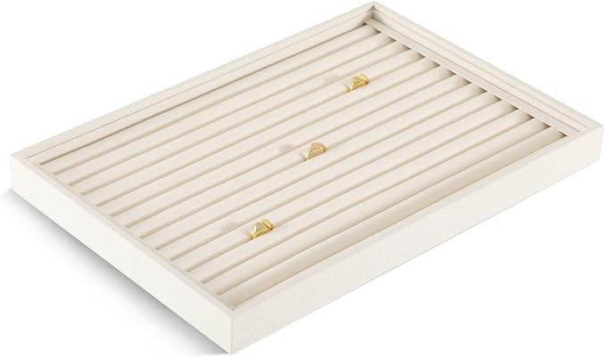 Linen Stackable Ring Ear Studs Display Tray, Premium Rings Storage Tray, Jeweler Shop Counter Showcase Table Top Organizers, Makeup Table Drawer Insert Jewelry Tray