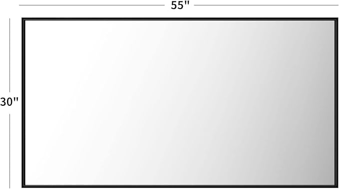 LOAAO 55"X30" Black Rectangle Bathroom Mirror Wall, Matte Black Aluminum Alloy Frame, Tempered Glass, Hangs Vertically or Horizontally, Easy to Install