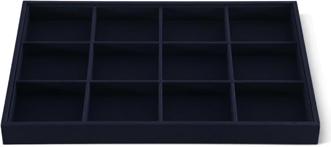 Linen 12 Grid Stackable Bangle Storage Tray, Bracelet Watch Display Tray, Jewelry Shop Counter Showcase Table Top Organizers, Makeup Table Drawer Insert Jewelry Tray