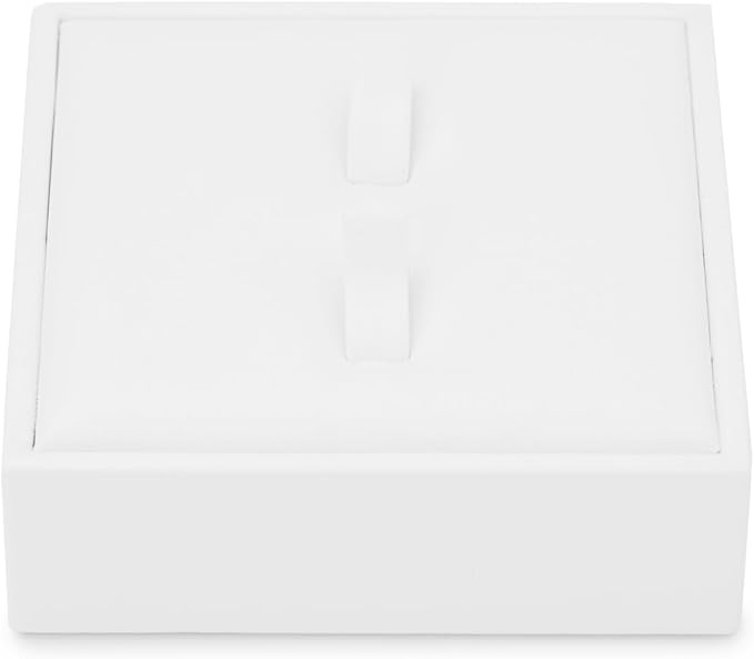 2 Slot Ring Stand PU Leather Rings Display Holder Rings Organizer White Jewelry Display Showcase