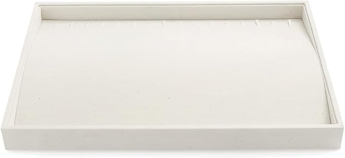 Linen Jewelry Trays 16 Slots Necklace Bracelet Display Tray Jewelry Drawer Organizer Necklace Bracelets Watch Storage Holder (Beige)