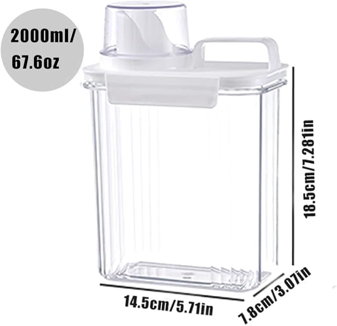 [2 Pack] Laundry Detergent Dispenser for Laundry Room Organization and Storage,2000ml Laundry Soap Dispenser，Liquid Laundry Detergent Dispenser with 4 Removable Labels, BPA Free & Pet Plastic, Clear