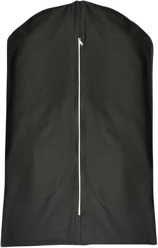 Garment Bag for Hanging Clothes – Organic Cotton Suit & Coat Cover with Zipper | Breathable Closet Organizer for Travel & Storage (X-Large (24"x60"), Black)