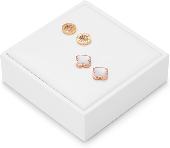 Earring Stand PU Leather Display Holder Organizer White Jewelry Showcase
