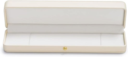 Oirlv Premium Leather Necklace Box White Necklace Presentation Box Velvet Interior Long Chain Bracelet Necklace Storage Case