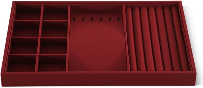 Linen Stackable Multifunctional jewelry Display Tray, Ring Earring Bracelet Necklace Storage Tray, Jewellery Shop Counter Showcase Table Top Organizers, Makeup Table Drawer Insert Jewelry Tray