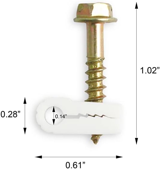 STEREN Coaxial Cable Clips - Cable Holder - Wire Clips - Siding Clips for Hanging - Cord Holder for Desk - Cable Clamps (White, 100 Count - Mini Screw)