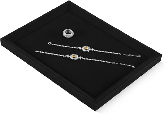Jewelry Display, Microfiber Tray,Premium Velvet Black Jewelry Tray,Mens Jewelry Tray For Watch,Necklace,Ring