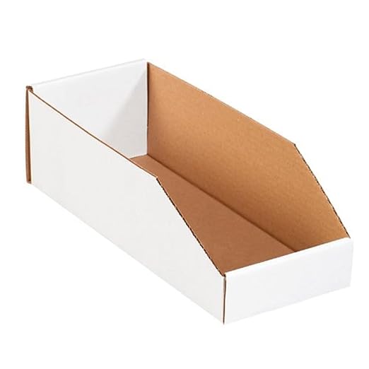 Box USA BBINMT615 Open Top Bin Boxes, 6" x 15" x 4 1/2", Oyster White (Pack of 50)