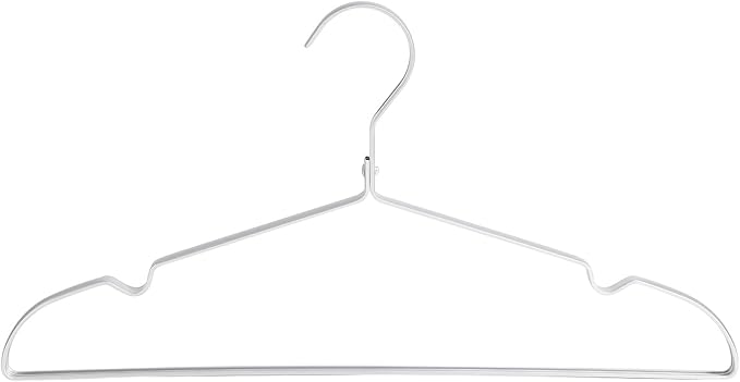 16.3" Premium Aluminum Coat Hangers, Extra Smooth & Durable Metal Shirt Dress Hanger, Light & Sturdy Metal Rack for Jacket Trouser Pant Slack, 20 Pack, Silver