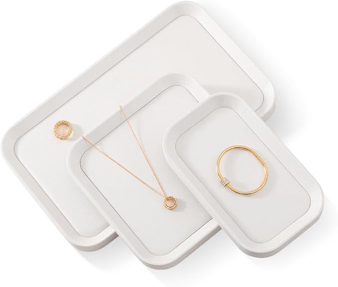 Ring Display, Leather Earring Organizer,Luxury Key Tray,Premium Decorative Tray,White Jewelry Dish