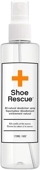 BootRescue All-Natural Premium Shoe Deodorizer Spray. Eliminates Odor & Refreshes Sneakers, Running & Tennis Shoes, Work Boots, Sandals, Gym Bag, All Footwear. Long Lasting Smell Eliminator, 170mL/6oz