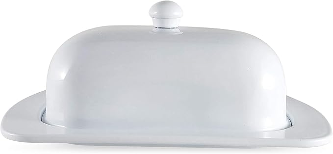 Metal Storage Canisters and Containers for Home and Kitchen Organization, Function, and Decor (White Butter Dish)