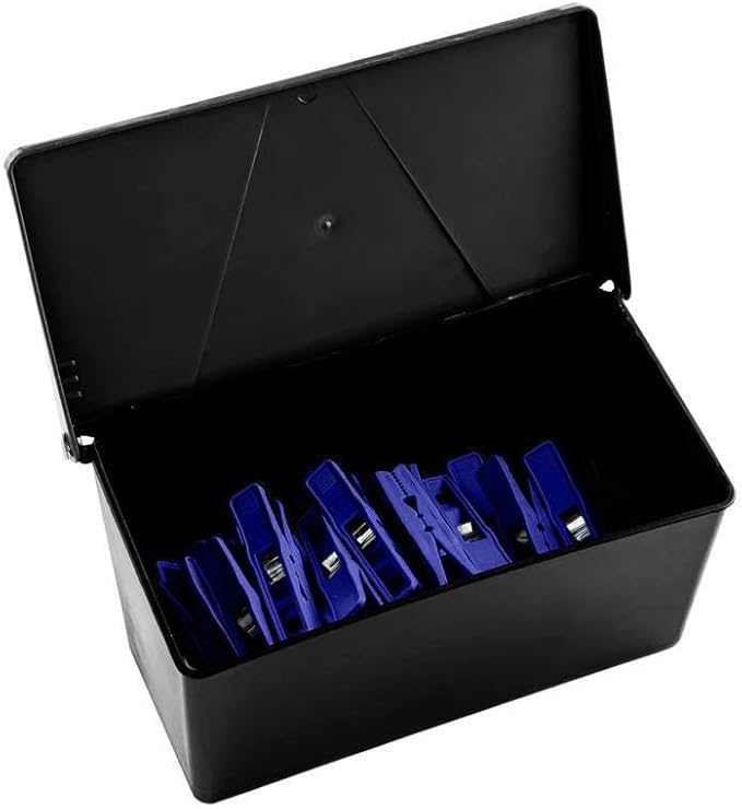 Clothes Pins – Heavy-Duty Plastic Clothes Pins – Clothespins for Hanging Clothes, Drying, Clipping – Laundry Clips for Drying Clothes with Pinch Mechanism - Dark Blue, 12 Packs