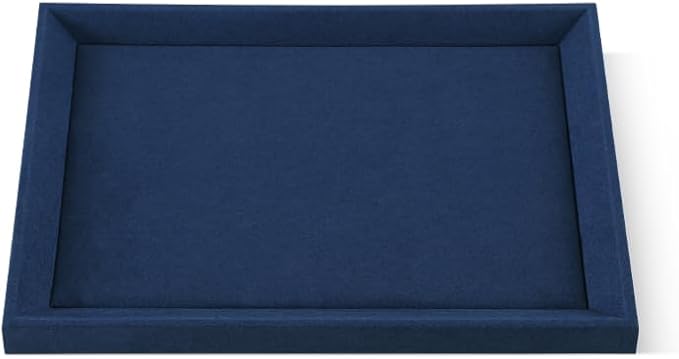 Premium Velvet Blue Jewelry Tray - Flat Microfiber Tray for Men's Watch, Necklace, Ring, Pendants