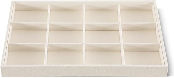 Linen 12 Grid Stackable Bangle Storage Tray, Bracelet Watch Display Tray, Jewelry Shop Counter Showcase Table Top Organizers, Makeup Table Drawer Insert Jewelry Tray